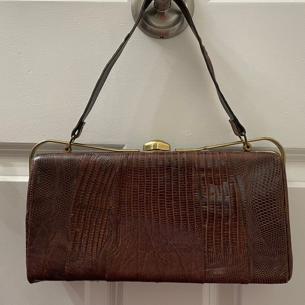 Vintage Brown Alligator Purse from the 1950s